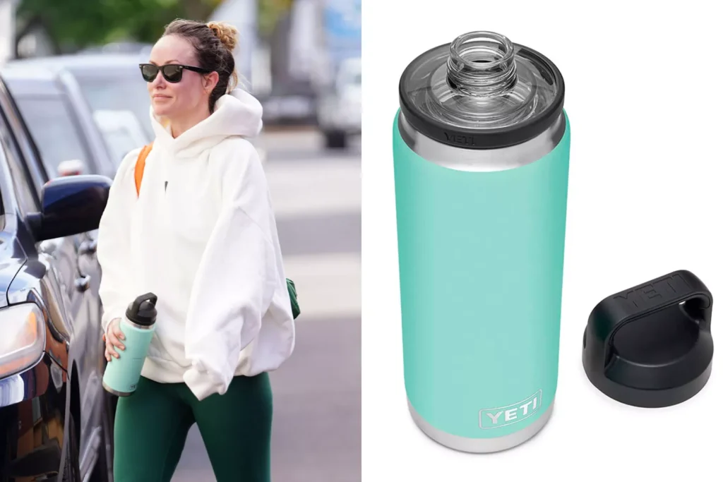 Olivia Wilde carried one in the Seafoam color while dressed down in leggings and a hoodie